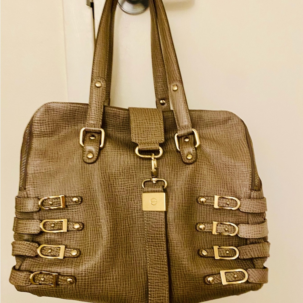 Authentic Jimmy Choo Python Taupe Textured Leathe… - image 2